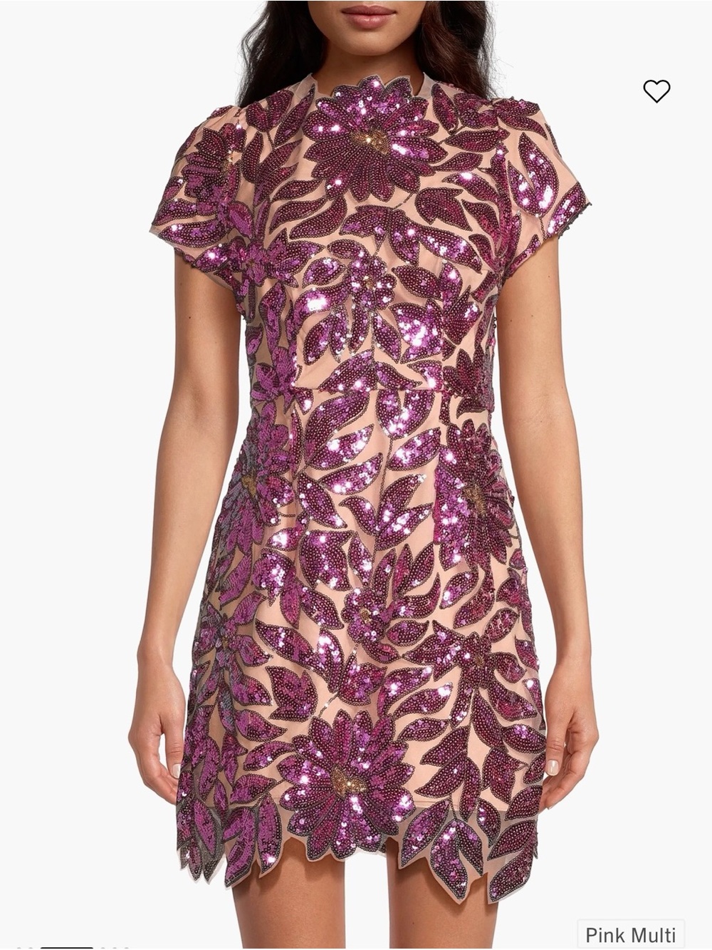 Milly Kyla Pink Multi Sequin Floral Mini Dress